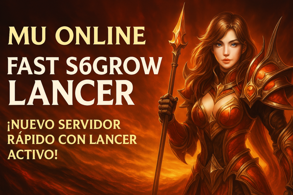 Imagen promocional de BlackMu Season 6 con la clase Grow Lancer y ambientación de PvP